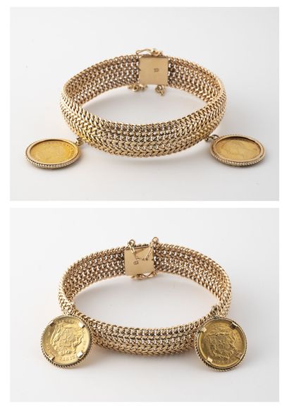 Yellow gold (750) ribbon bracelet, holding...