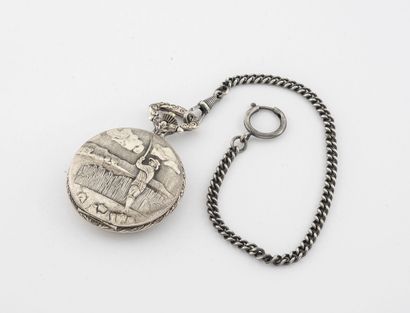 KIPLE, fin du XXème siècle Pocket watch in metal. 

Front cover decorated with a...