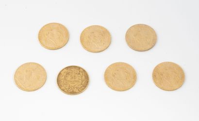 France Lot of seven 20 francs gold coins, Marianne or Ceres Republic, Paris 1851,...