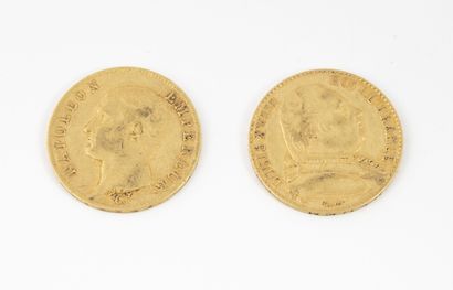 France Lot of two 20 francs gold coins, Napoleon I, Paris, 1806 and Louis XVIII,...