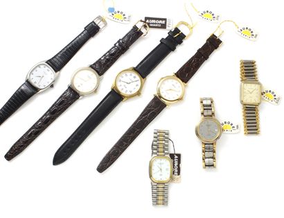 AURORE Lot of 7 men's wrist watches in metal.

Quartz movements and mechanical for...
