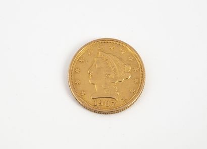 ÉTATS UNIS Gold coin of 2 dollars and a half, 1907.

Weight : 4.1 g.

Wear and light...