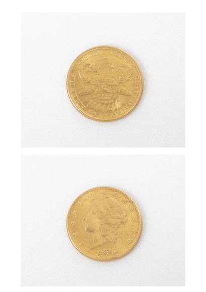 null 20 dollars gold coin, San Francisco, 1895. 

Weight : 32 g. 

Wear and scra...