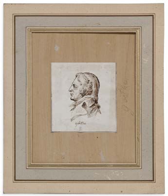 [GOETHE Johann Wolfgang von (1749-1832)]. PORTRAIT original, dessin à la plume et...
