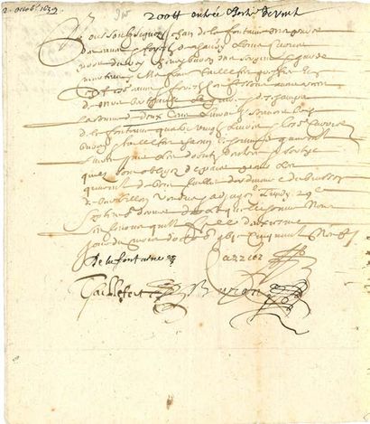 LA FONTAINE Jean de (1621-1695). P.S. «De la Fontaine», signée par trois autres personnes,...