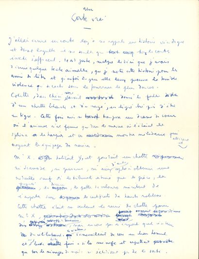 COCTEAU JEAN (1889-1963). MANUSCRIT autographe signé «Jean Cocteau», Un Conte vrai,...