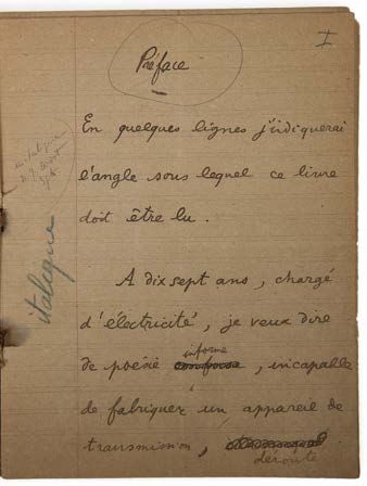 COCTEAU JEAN (1889-1963). MANUSCRIT autograph signed "Jean Cocteau", Preface to Le...
