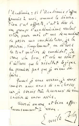 ZOLA Émile (1840-1902). L.A.S. "Emile Zola", Médan July 14, 1888, to Guy de MAUPASSANT;...