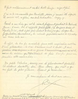 ELUARD Paul (1895-1952). L.A.S. "Paul", [Davos] Tuesday [8 January 1935], to Valentine...