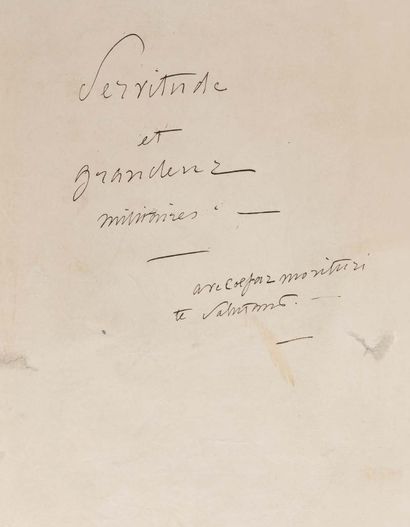 VIGNY Alfred de (1797-1863). MANUSCRIT autographe signé «Alfred de Vigny», Servitude...