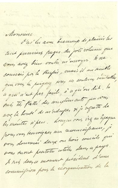 MÉRIMÉE Prosper (1803-1870). L.A.S. "Pr Mérimée", January 21, 1858, to Léon GODARD;...