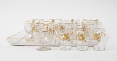 Lot in crystal and glass with gilded edge...
