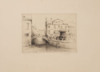 Edgar CHAHINE (1874-1947) Venise, la Laguna, 1923.

Pointe sèche sur papier.

Épreuve...