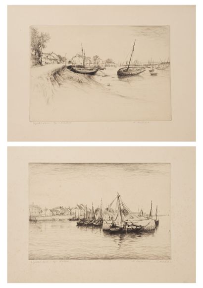 Edgar CHAHINE (1874-1947) Le Croisic, 1931. 
Pointe sèche sur papier. 
Épreuve d'artiste....