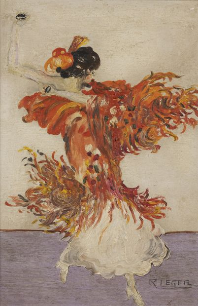 R. LEGER (XIXème-XXème siècle) Danseuse de flamenco.

Huile sur panneau.

Signé en...