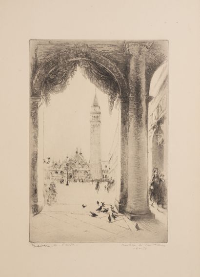 Edgar CHAHINE (1874-1947) Il Bacino di San Marco, 1922.

Pointe sèche sur papier.

Épreuve...