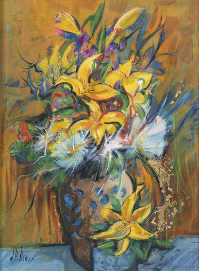Jean Pierre DORLAN (1951) Bouquet of flowers.

Oil on canvas.

Signed lower left.

61...