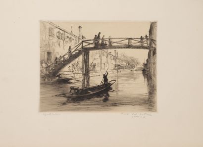 Edgar CHAHINE (1874-1947) Venice, Ponte del Batello, 1922.

Etching and drypoint...
