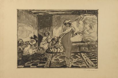 D'après Lucien SIMON (1861-1945) The oriental dancer.

Etching and aquatint on paper.

Two...