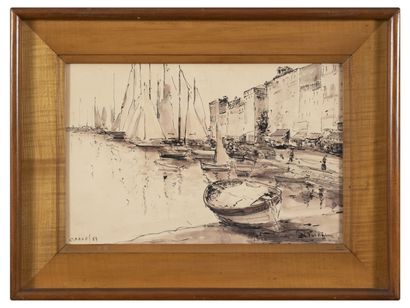 Roger VUILLEM (1897-1973) The port of Cannes, 1953.

Two ink and sepia wash drawings...