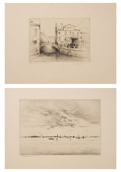 Edgar CHAHINE (1874-1947) Venise, la Laguna, 1923. 
Pointe sèche sur papier. 
Épreuve...
