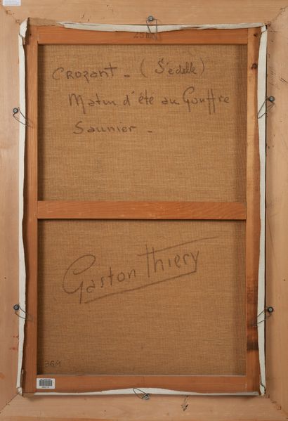 Gaston THIERY (1922-2013) Crozant, matin d'été au Gouffre Saunier. 
Huile sur toile....
