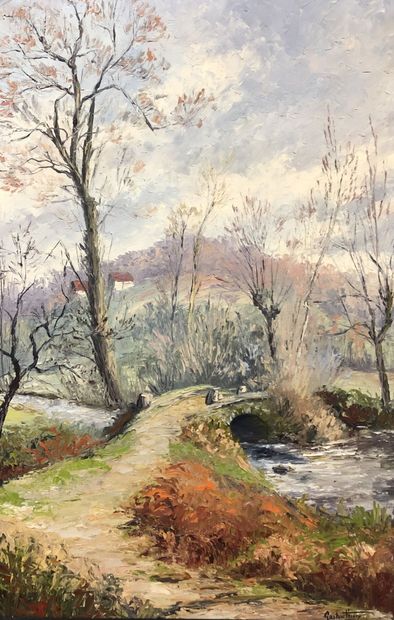 Gaston THIERY (1922-2013) The Brézentine in Puy Joly (end of winter).

Oil on canvas.

Signed...