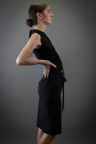Robe "Piaf de nuit" Dress "Piaf de nuit" in black silk gauze embellished with black...
