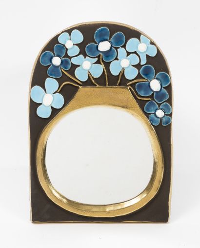 Mithé ESPELT (1923-2020). Bouquet.

Mirror, circa 1965.

Glazed ceramic frame with...