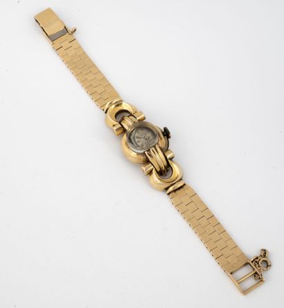 NOVOREX Yellow gold (750) lady's wristwatch.

Round case with thick glass and articulated...