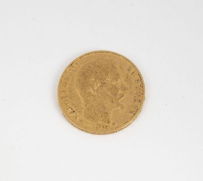 France 20 francs gold coin, Paris 1859.

Weight : 6.3 g.

Wear and scratches.