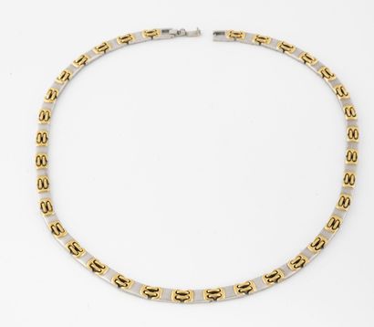 Necklace in steel and gold-plated steel with...