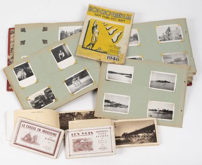 Souvenirs d'Indochine Lot comprenant un album photo d'un artilleur d'environ 165...