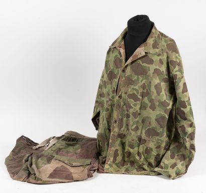 null Para Indo outfit including: 

-USMC camouflage canvas jacket model 1944 reversible,...