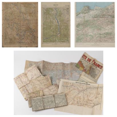  Lot of Indochina, Algeria and Europe staff maps including Nam-Dinh, Son Tay, Tlemcen,...