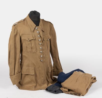null Uniform of Gendarme, summer outfit in beige canvas including jacket and pants...