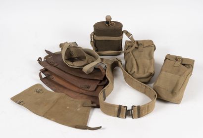 null Set of British equipment including: 

-1 canister.

-2 pairs of leather gaiters.

-1...