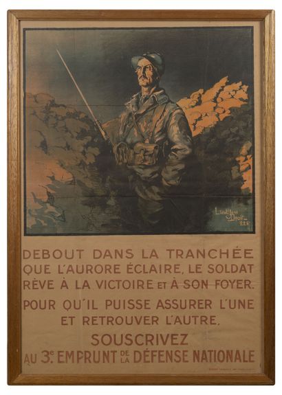 null Lot de deux affiches : 

-Debout dans la tranchée ... 

Illustrée par le Lieutenant...