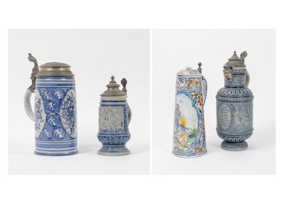 ALLEMAGNE - FRIEDBERG, XVIIIème siècle et divers Lot including four mugs or pourers:

-...