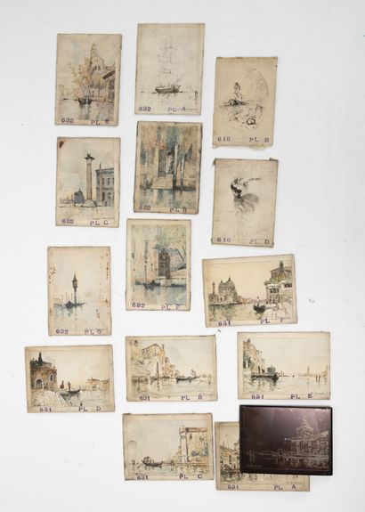 D'après Maurice BOMPARD (1857-1936) Lot de douze matrices de gravure représentant...