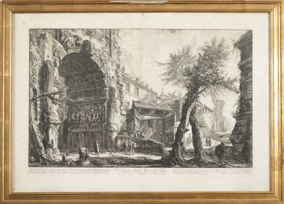 D'après Giovanni Battista PIRANESI (1720 - 1778) Ensemble de 4 eaux-fortes sur papier...