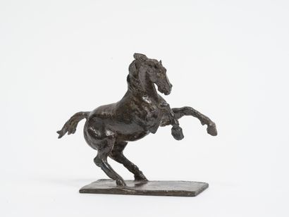Francis POIRIER (XXème siècle) Un cheval cabré. 

Épreuve en bronze à patine brune....