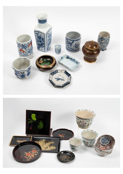 CHINE ou EUROPE, XXème siècle MANNETTE 

- Lot de pièces de forme en porcelaine,...