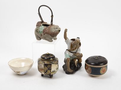 EXTREME ORIENT ou EUROPE, XXème siècle Lot de céramiques :

JAPON, Satzuma

- Pot...