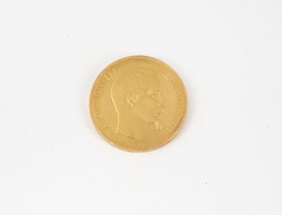 FRANCE. Coin of 50 Francs in gold (900). Napoleon III - Naked head - 1857 A (Paris).

Av./...