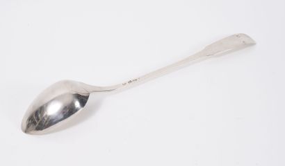 LILLE, seconde moitié du XVIIIème siècle Very large silver stew spoon (950), uniplat...