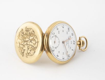 CHRONOMETRE FELIX Yellow gold (750) pocket watch.

White enamel dial, signed, with...