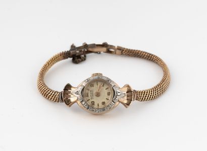 ALTAIR Yellow and white gold (585) ladies' wristwatch.

Circular case, bezel adorned...