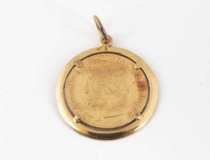 Yellow gold (750) pendant holding a 20 francs...