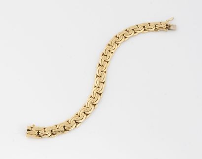 Yellow gold bracelet (750) with double gourmette...
